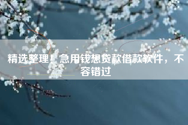 精选整理！急用钱想贷款借款软件，不容错过