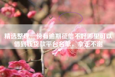 精选整理一份有逾期征信不好哪里可以借到钱贷款平台名单，拿走不谢