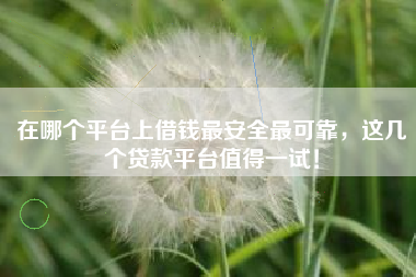 在哪个平台上借钱最安全最可靠，这几个贷款平台值得一试！