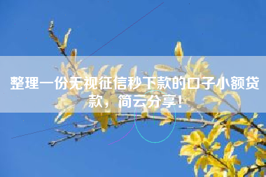 整理一份无视征信秒下款的口子小额贷款，简云分享！
