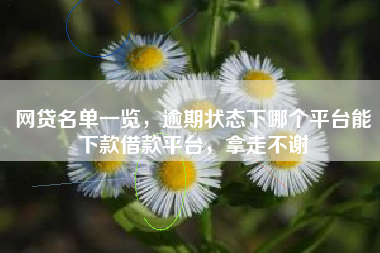 网贷名单一览，逾期状态下哪个平台能下款借款平台，拿走不谢