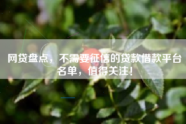 网贷盘点，不需要征信的贷款借款平台名单，值得关注！