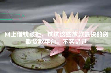 网上借钱被拒，试试这些放款最快的贷款贷款平台，不容错过