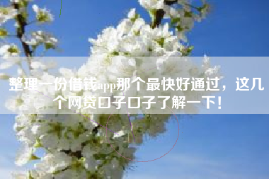 整理一份借钱app那个最快好通过，这几个网贷口子口子了解一下！