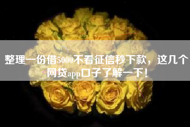 整理一份借5000不看征信秒下款，这几个网贷app口子了解一下！