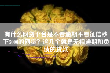 有什么网贷平台是不看逾期不看征信秒下5000的网贷？这几个就是无视逾期和负债的贷款