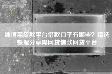 纯信用贷款平台借款口子有哪些？精选整理分享黑网贷借款网贷平台