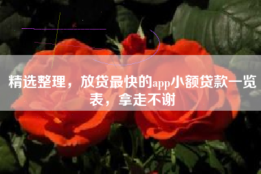 精选整理，放贷最快的app小额贷款一览表，拿走不谢
