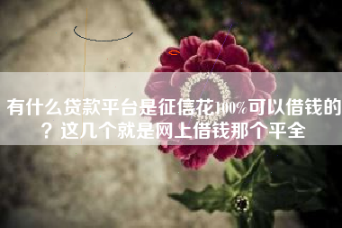 有什么贷款平台是征信花100%可以借钱的？这几个就是网上借钱那个平全