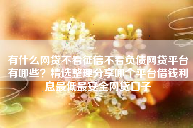 有什么网贷不看征信不看负债网贷平台有哪些？精选整理分享哪个平台借钱利息最低最安全网贷口子