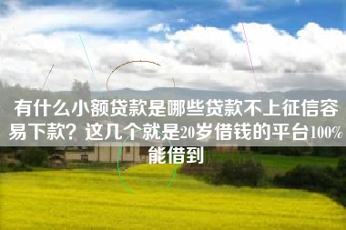 有什么小额贷款是哪些贷款不上征信容易下款？这几个就是20岁借钱的平台100%能借到