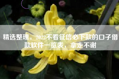 精选整理，2022不看征信必下款的口子借款软件一览表，拿走不谢