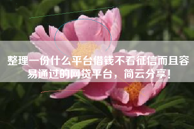 整理一份什么平台借钱不看征信而且容易通过的网贷平台，简云分享！