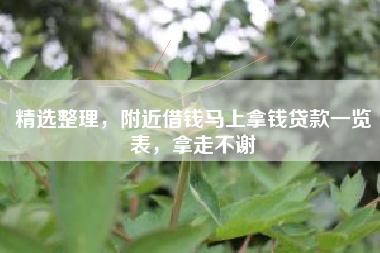 精选整理，附近借钱马上拿钱贷款一览表，拿走不谢