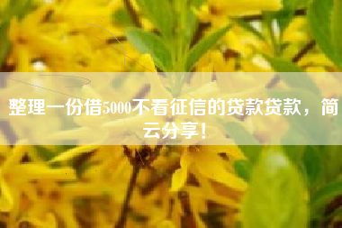 整理一份借5000不看征信的贷款贷款，简云分享！