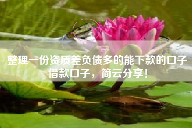 整理一份资质差负债多的能下款的口子借款口子，简云分享！