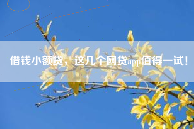 借钱小额贷，这几个网贷app值得一试！