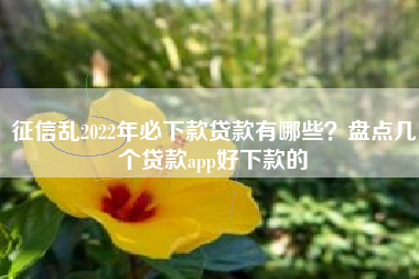 征信乱2022年必下款贷款有哪些？盘点几个贷款app好下款的