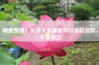 精选整理！负债太多哪里可以贷款贷款，不容错过