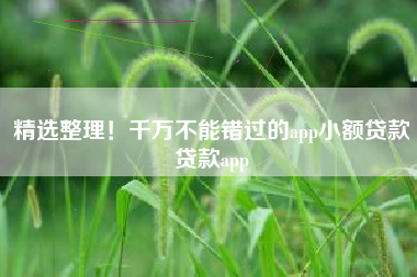 精选整理！千万不能错过的app小额贷款贷款app