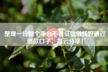 整理一份哪个平台不看征信借钱好通过借款口子，简云分享！