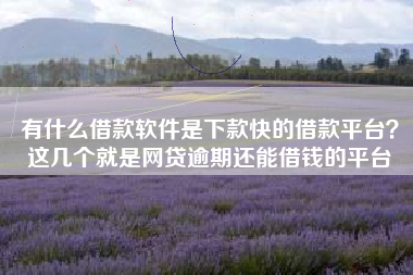 有什么借款软件是下款快的借款平台？这几个就是网贷逾期还能借钱的平台