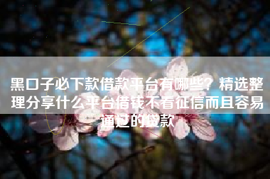 黑口子必下款借款平台有哪些？精选整理分享什么平台借钱不看征信而且容易通过的贷款
