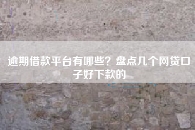 逾期借款平台有哪些？盘点几个网贷口子好下款的