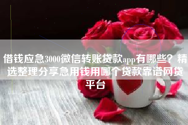 借钱应急3000微信转账贷款app有哪些？精选整理分享急用钱用哪个贷款靠谱网贷平台