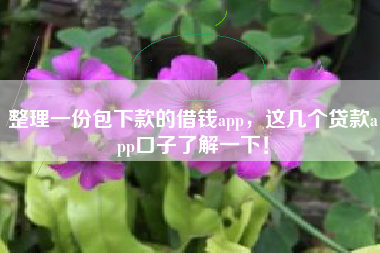 整理一份包下款的借钱app，这几个贷款app口子了解一下！