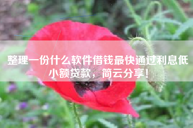 整理一份什么软件借钱最快通过利息低小额贷款，简云分享！
