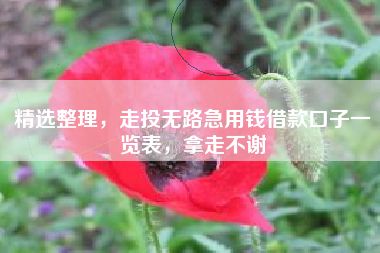 精选整理，走投无路急用钱借款口子一览表，拿走不谢