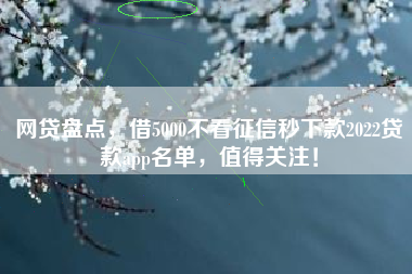 网贷盘点，借5000不看征信秒下款2022贷款app名单，值得关注！