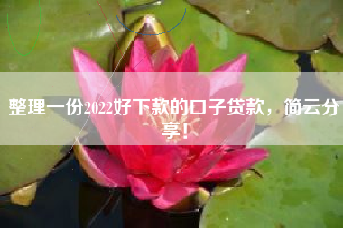 整理一份2022好下款的口子贷款，简云分享！