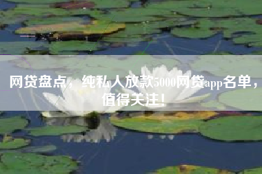 网贷盘点，纯私人放款5000网贷app名单，值得关注！
