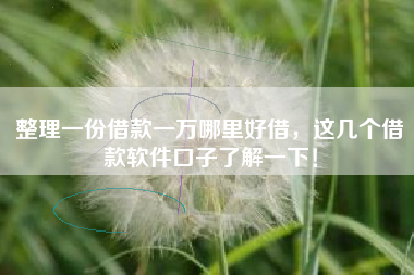 整理一份借款一万哪里好借，这几个借款软件口子了解一下！