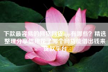 下款最容易的网贷网贷app有哪些？精选整理分享信用花了哪个网贷能借出钱来贷款平台