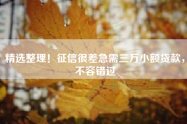 精选整理！征信很差急需三万小额贷款，不容错过
