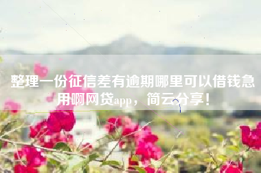 整理一份征信差有逾期哪里可以借钱急用啊网贷app，简云分享！