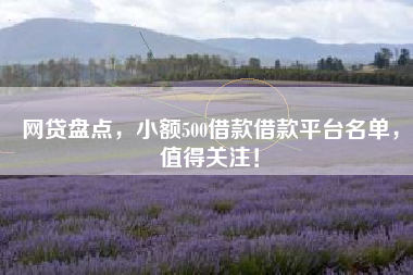 网贷盘点，小额500借款借款平台名单，值得关注！