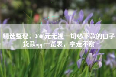 精选整理，3000元无视一切必下款的口子贷款app一览表，拿走不谢