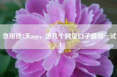 急用钱7天app，这几个网贷口子值得一试！