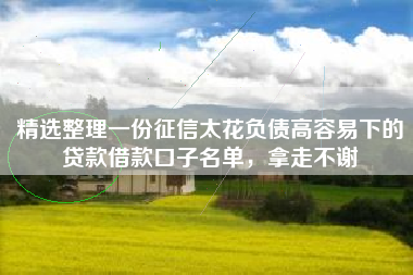精选整理一份征信太花负债高容易下的贷款借款口子名单，拿走不谢