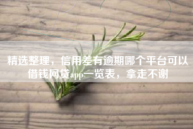精选整理，信用差有逾期哪个平台可以借钱网贷app一览表，拿走不谢