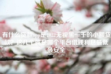 有什么贷款app是2022无视黑一千的小额贷款？这几个就是哪个平台借钱利息最低最安全