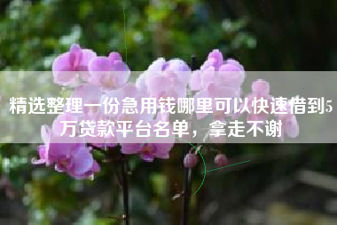 精选整理一份急用钱哪里可以快速借到5万贷款平台名单，拿走不谢