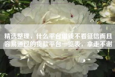 精选整理，什么平台借钱不看征信而且容易通过的贷款平台一览表，拿走不谢