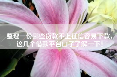 整理一份哪些贷款不上征信容易下款，这几个借款平台口子了解一下！