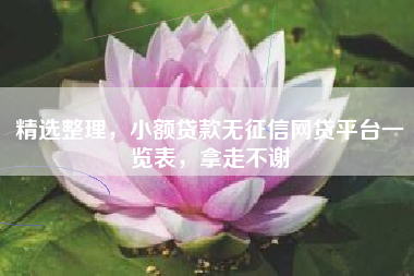 精选整理，小额贷款无征信网贷平台一览表，拿走不谢