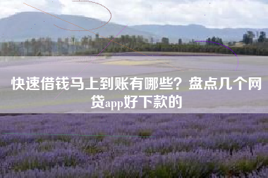 快速借钱马上到账有哪些？盘点几个网贷app好下款的